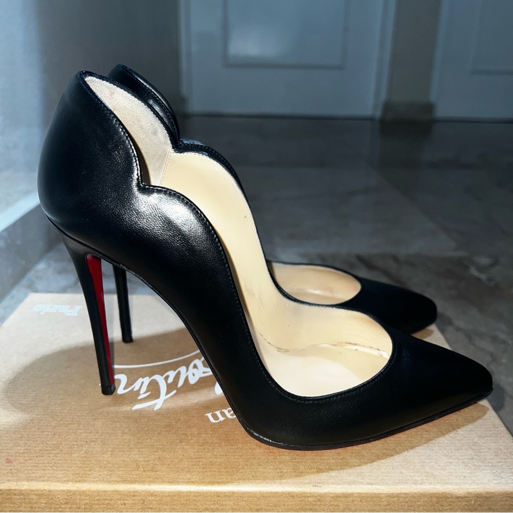 Christian Louboutin Hot Chick 100 Black Nappa with Casali Mirror Soles 37.5